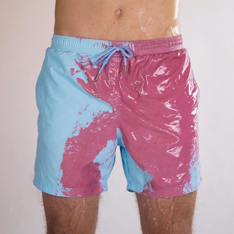 Water Changing Beach Pants Men's Quick Dry Large Size Swimming Pants Warm Color Changing Shorts Men's Swimming Pants - Monis.alpaka